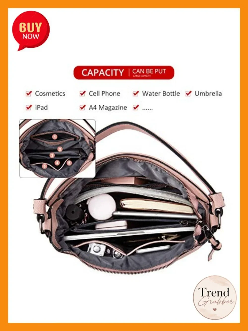 Realer Hobo Crossbody Bag Faux Leather Large Capacity Tote Shoulder Purse